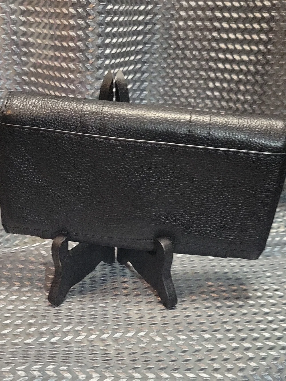 Tignanello Black Leather Wallet with Silver Turnlock